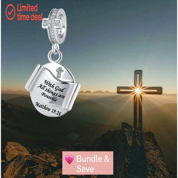 Christian Bible Charm Bead for Pandora Bracelets, Copper Religious Jewelry - Picture 8 of 8